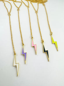  Enamel Lightning Bolt Lariat Necklace