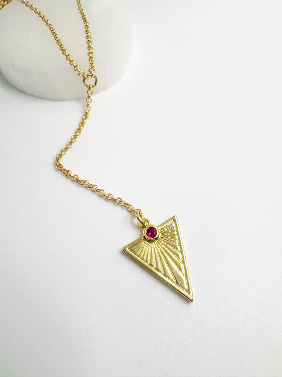 Gold Triangle Lariat Necklace