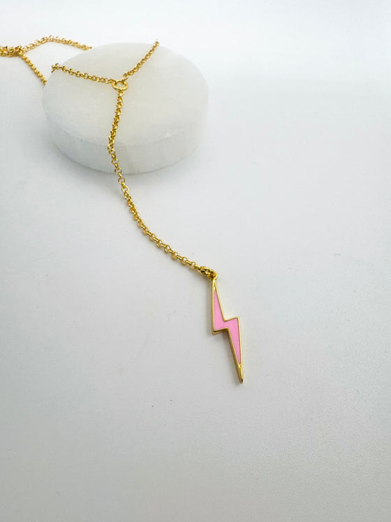 Enamel Lightning Bolt Lariat Necklace