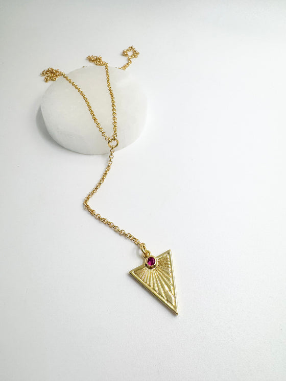Gold Triangle Lariat Necklace