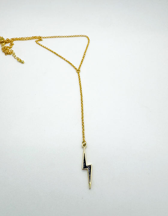 Enamel Lightning Bolt Lariat Necklace