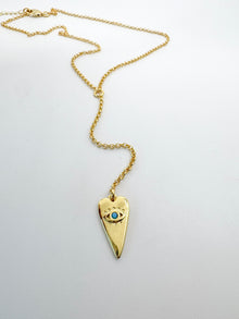  Gold Heart and Evil Eye Lariat Necklace