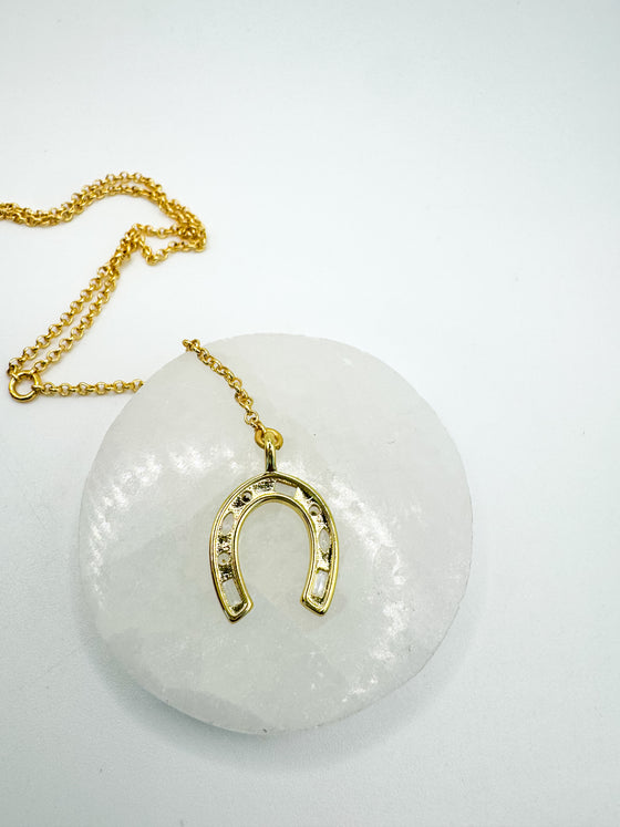 Crystal Horseshoe Lariat Necklace