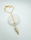 Black and White Enamel Lightning Bolt Lariat Necklace