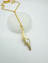 Black and White Enamel Lightning Bolt Lariat Necklace