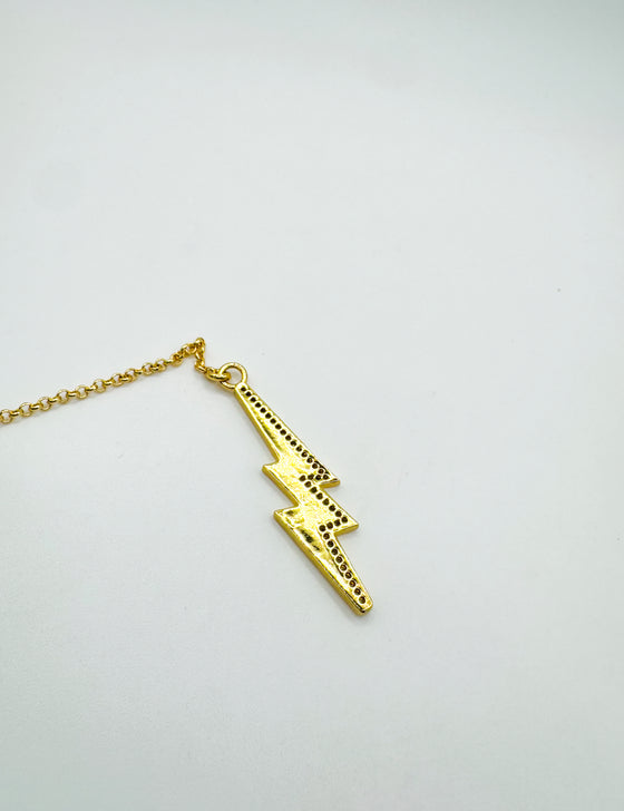 Black and White Enamel Lightning Bolt Lariat Necklace