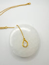 Gold Bezel Set Pear Shaped Clear Crystal Lariat Necklace