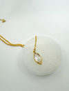 Gold Bezel Set Marquise Shaped Clear Crystal Lariat Necklace