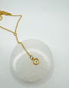 Gold Bezel Set Round Clear Crystal Lariat Necklace