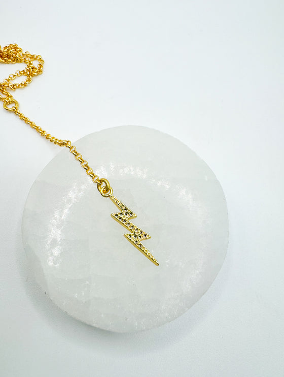 Mini Micro Pave Lightning Bolt Lariat Necklace