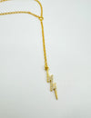 Mini Micro Pave Lightning Bolt Lariat Necklace