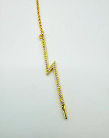  Ultra Long Micro Pave Lightning Bolt Lariat Necklace