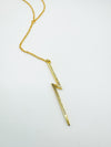 Ultra Long Micro Pave Lightning Bolt Lariat Necklace