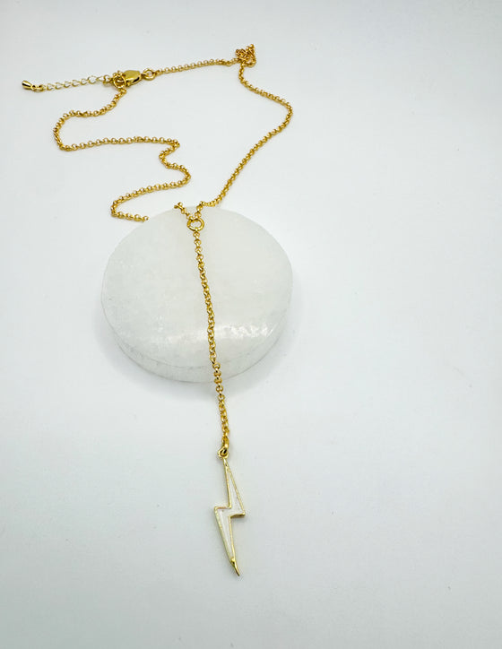 Enamel Lightning Bolt Lariat Necklace