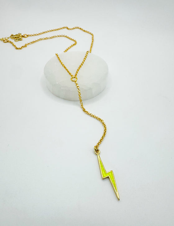 Enamel Lightning Bolt Lariat Necklace