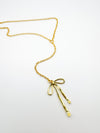 Gold Bow Lariat Necklace