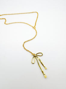  Gold Bow Lariat Necklace