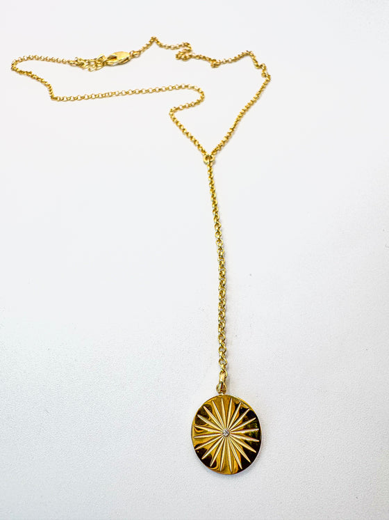 Circular Sunburst Lariat Necklace