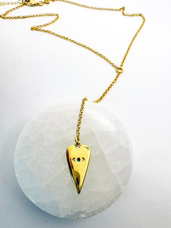 Gold Heart and Evil Eye Lariat Necklace