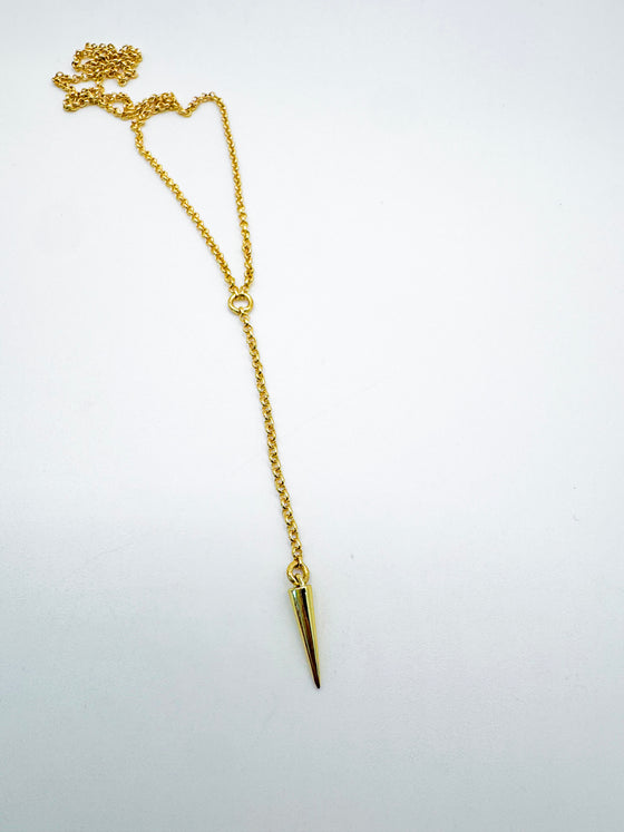 Gold Spike Minimalist Lariat Necklace