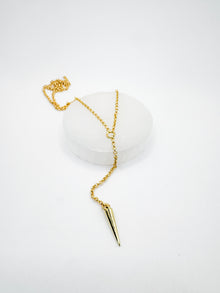  Gold Spike Minimalist Lariat Necklace