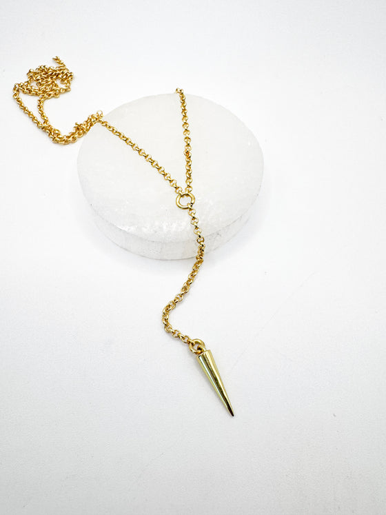 Gold Spike Minimalist Lariat Necklace