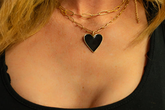 Enamel Heart Paperclip Necklace