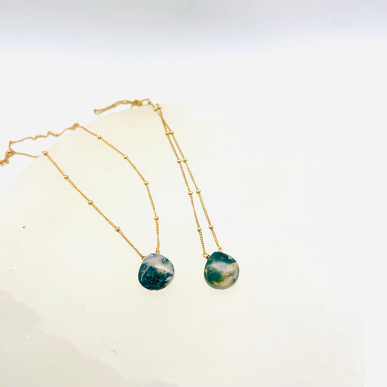 Green Moss Agate Teardrop Necklace