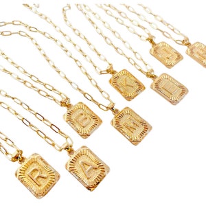 Vintage Style Initial Necklace on adjustable medium paperclip chain
