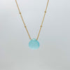 Aqua Chalcedony Teardrop Necklace