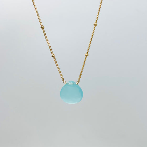 Aqua Chalcedony Teardrop Necklace