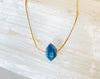 Blue Peruvian Opal Solitaire Necklace